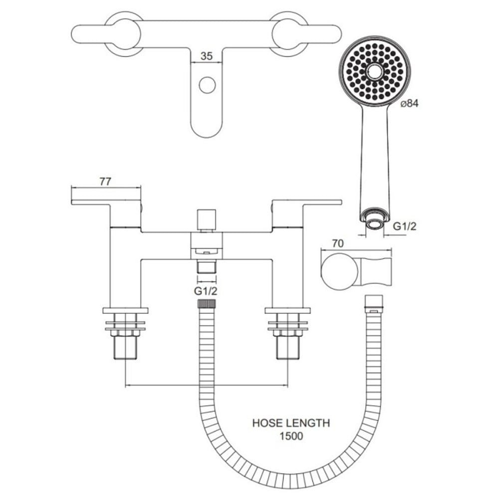 Deva Ethos Chrome Deck Mounted Bath Shower Mixer Tap ETH106