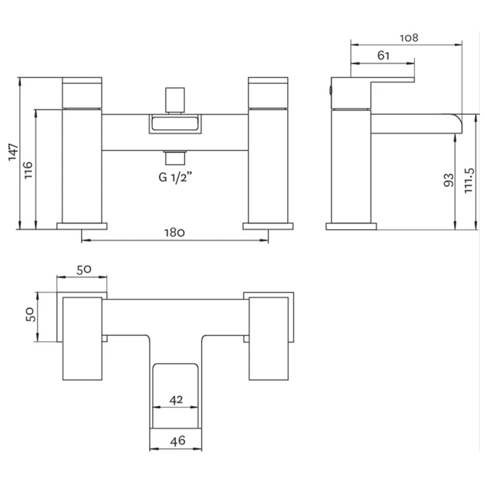 Deva Sparkle Chrome Bath Shower & Basin Mixer Taps Pack Set