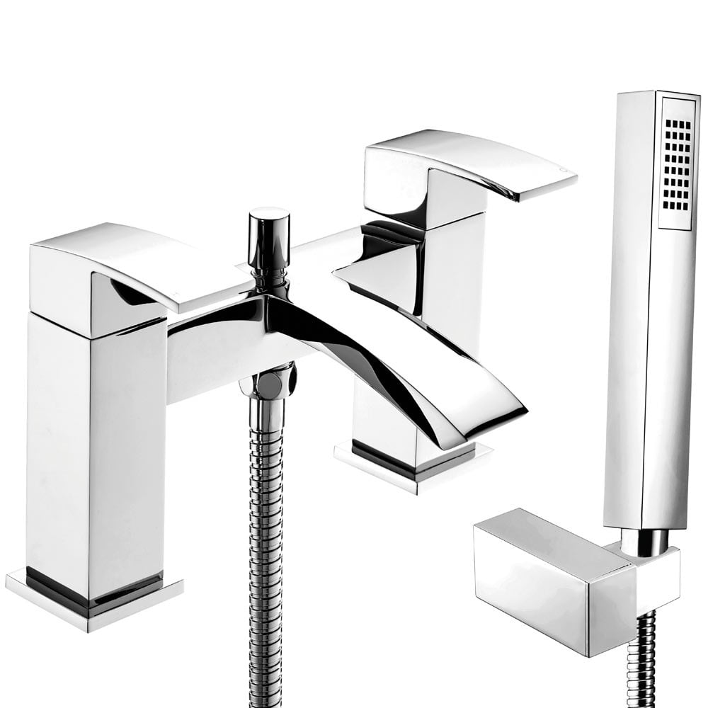 Deva Swoop Chrome Bath Shower Mixer & Basin Taps Pack Set