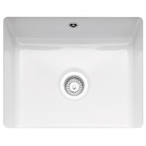 Caple Ettra 1.0 Bowl White Ceramic undermount Kitchen Sink ETT600U