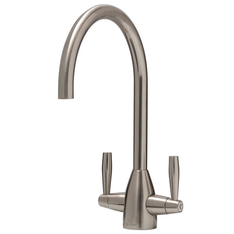 Caple Avel Brushed Nickel and Chrome Dual Lever Kitchen Sink Mixer Tap AVE4