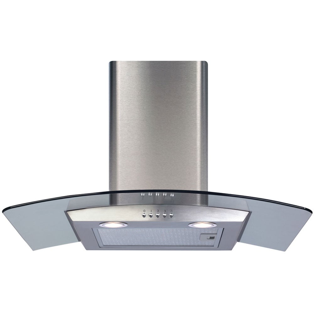 CDA 70cm Curved Glass Extractor Hood - Stainless Steel ECP72SS