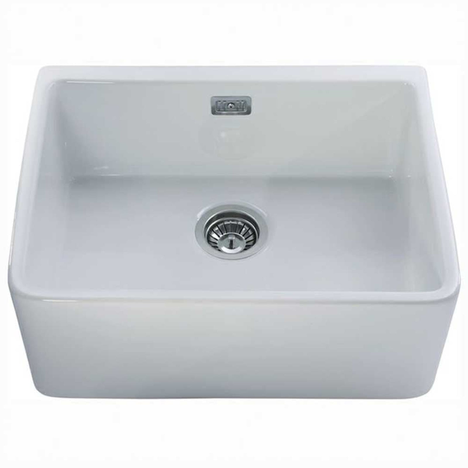 CDA KC1 Gloss White Ceramic 1.0 Bowl Belfast Kitchen Sink & Waste KC11WH