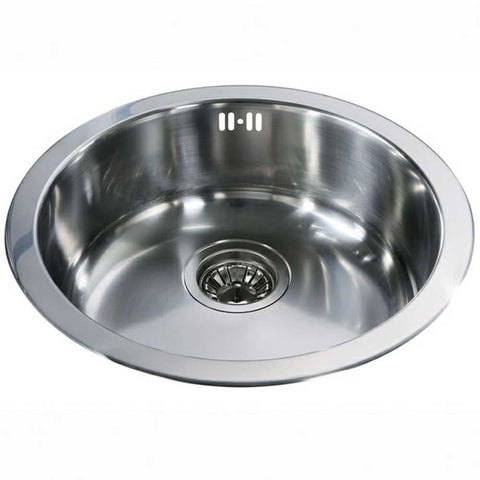 CDA KR21SS 1.0 Bowl Polished Stainless Steel Round Kitchen Sink & Waste