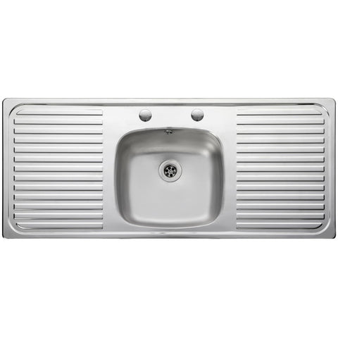 Leisure Linear 1.0 Bowl 2 Tap Hole Satin Stainless Steel Kitchen Sink