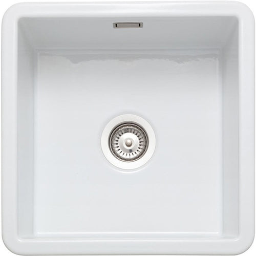 Rangemaster Rustique 1.0 Bowl Ceramic White Kitchen Sink & Waste CRUB4040WH/