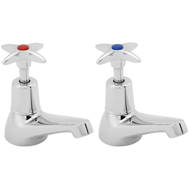 Classic pillar taps with hot and cold indicators
