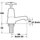 Technical drawing of bidet mixer tap with waste