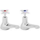 Pair of chrome bath pillar taps with lever handles