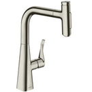 hansgrohe-metris-select-m71-brushed-steel-pullout-kitchen-sink-tap-73822800-