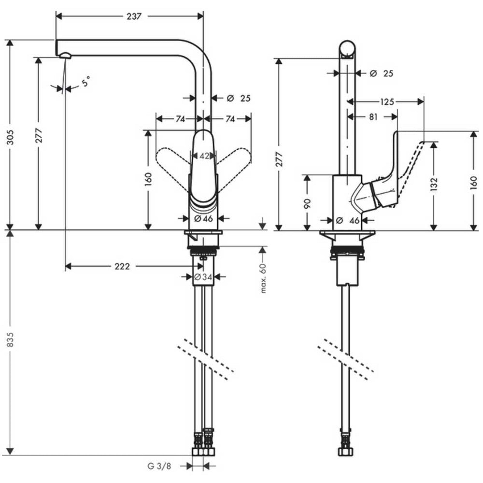 Hansgrohe Focus M41 280 Single Lever Kitchen Sink Mixer Tap