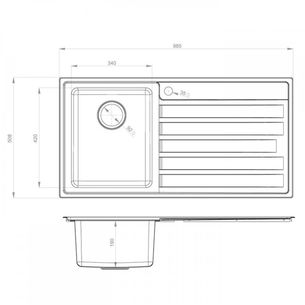 Rangemaster Rockford 1.0 Bowl Stainless Steel Kitchen Sink & Waste RHD