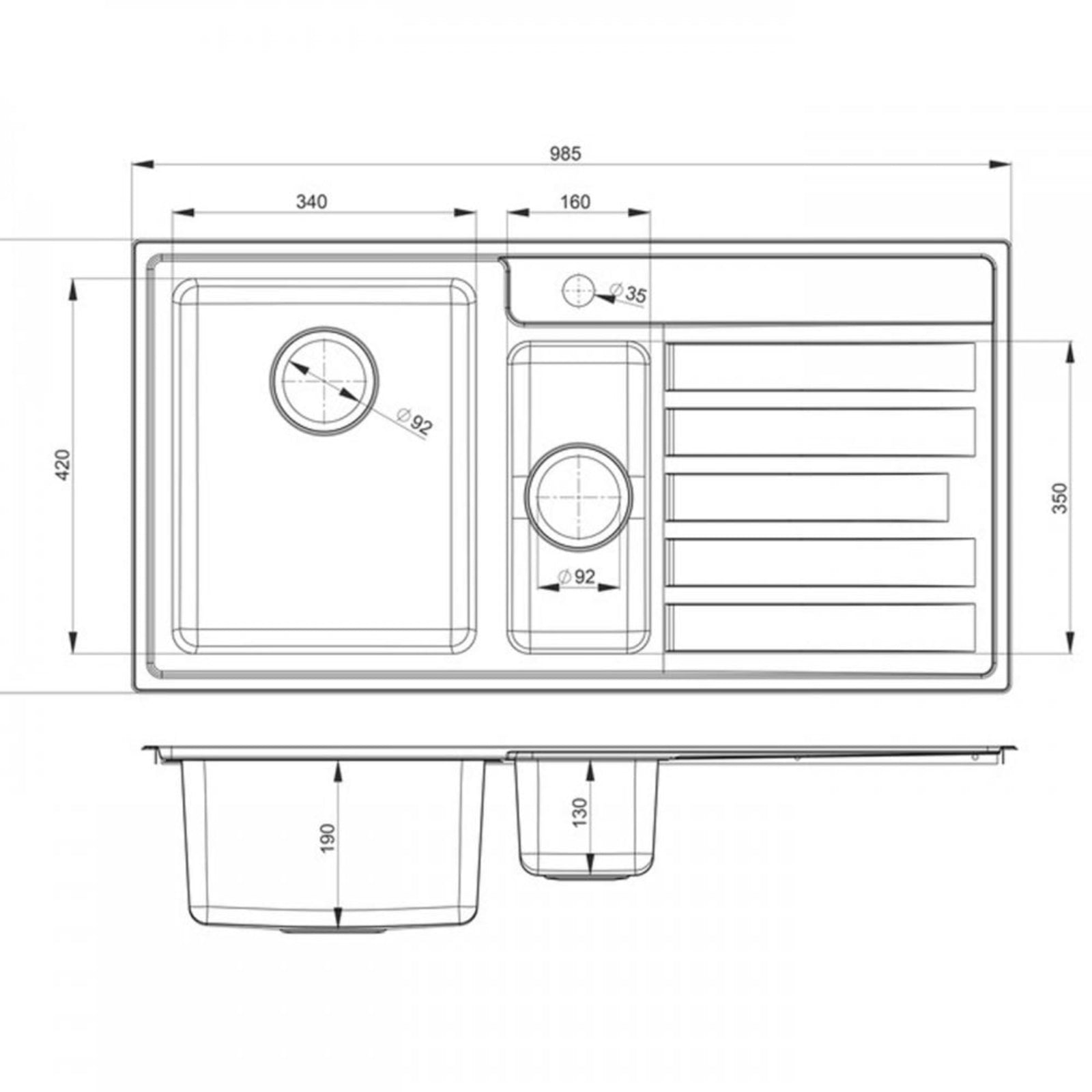 Rangemaster Rockford 1.5 Bowl Stainless Steel Kitchen Sink & Waste RHD