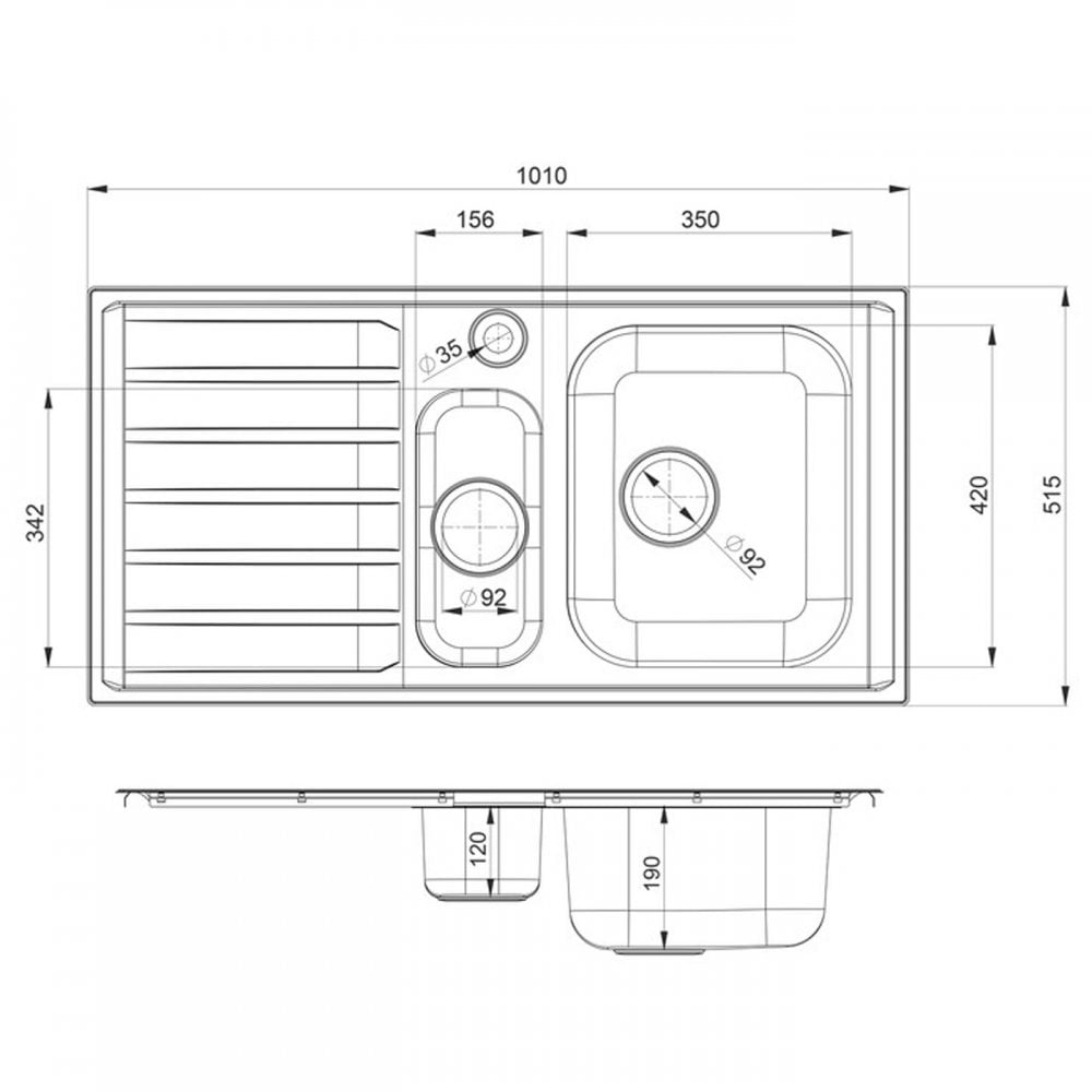 Rangemaster Manhattan 1.5 Bowl Brushed Stainless Steel Kitchen Sink & Waste LHD