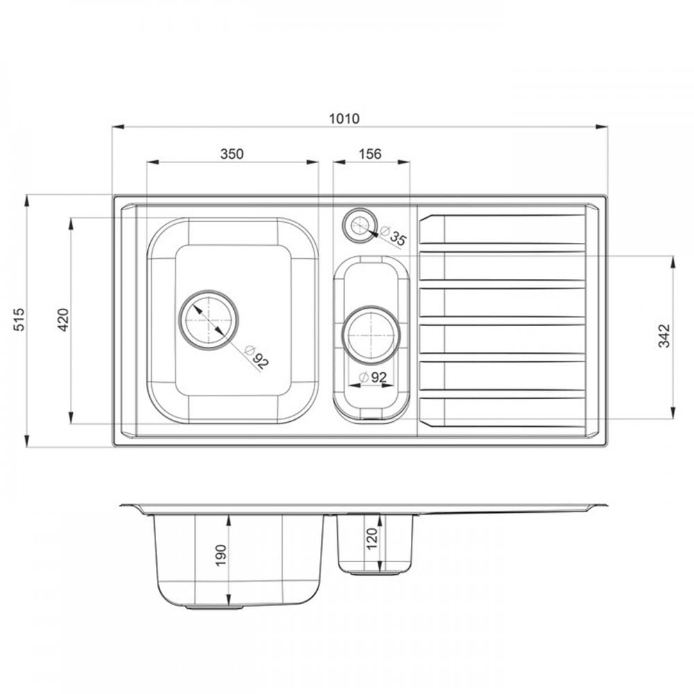 Rangemaster Manhattan 1.5 Bowl Brushed Stainless Steel Kitchen Sink & Waste RHD