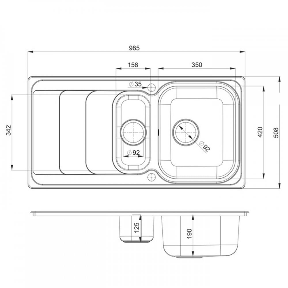 Rangemaster Houston 1.5 Bowl Brushed Stainless Steel Kitchen Sink & Waste