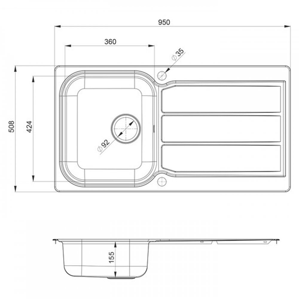 Rangemaster Glendale 1.0 Bowl Brushed Stainless Steel Kitchen Sink & Waste