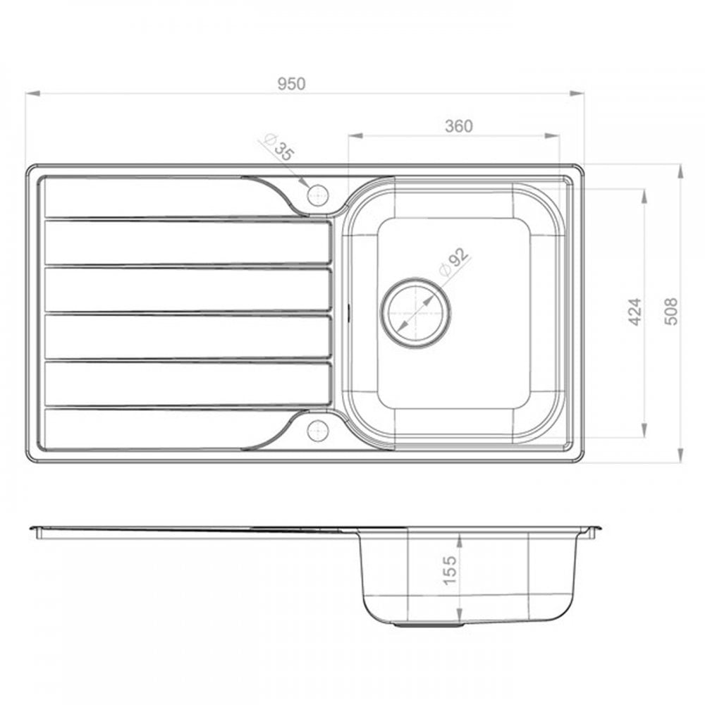 Rangemaster Michigan 1.0 Bowl Brushed Stainless Steel Kitchen Sink & Waste