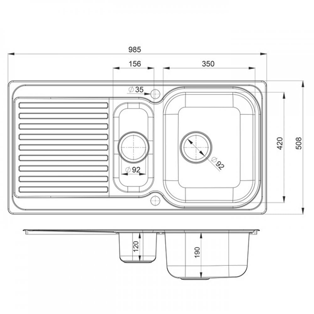 Rangemaster Sedona 1.5 Bowl Brushed Stainless Steel Kitchen Sink & Waste