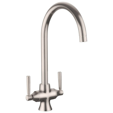 Rangemaster Cruciform Twin Lever Kitchen Sink Filter Mixer Tap with Monobloc Design