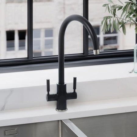 rangemaster-intense-twin-lever-matt-black-kitchen-mixer-tap-