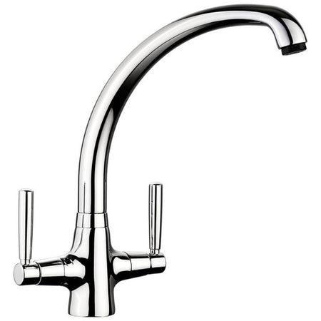 Chrome tall neck dual handle kitchen sink mixer tap