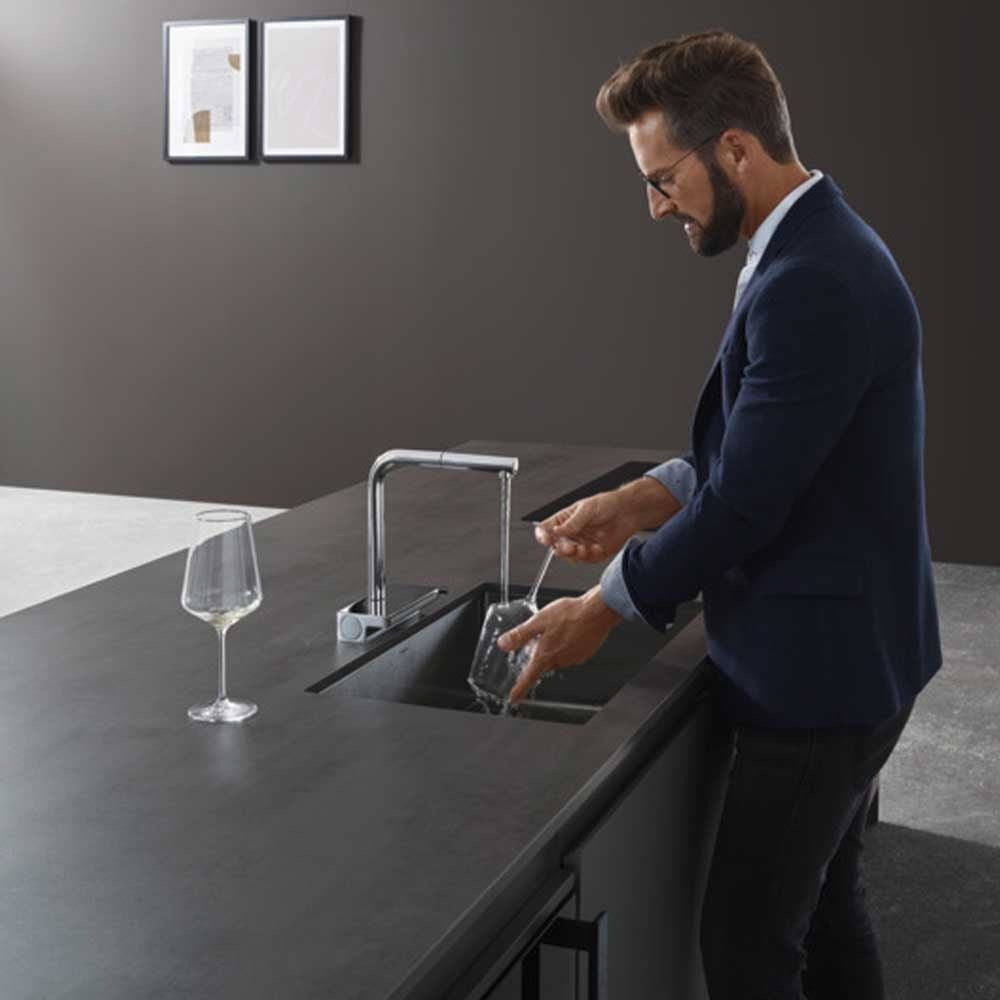 Hansgrohe Aquno Select M81 250 2 Jet Pullout Spout Single Lever Kitchen Sink Mixer Tap with sBox