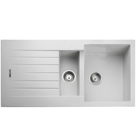 Rangemaster Andesite 1.5 Bowl Granite Kitchen Sink & Waste with Stone, Crystal, and Ash Finish Options