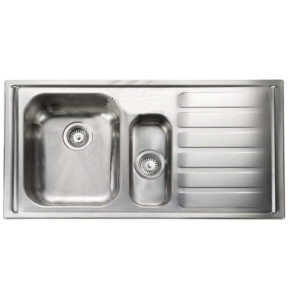 Rangemaster Manhattan 1.5 Bowl Brushed Stainless Steel Kitchen Sink & Waste RHD