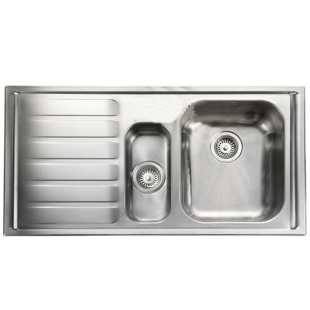 Rangemaster Manhattan 1.5 Bowl Brushed Stainless Steel Kitchen Sink & Waste LHD
