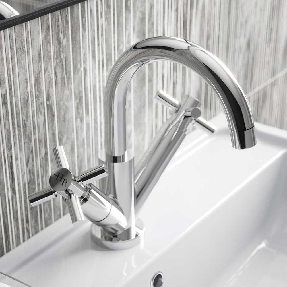 Hudson Reed Tec Crosshead Swivel Spout Basin Mixer Tap & Waste - TEX315