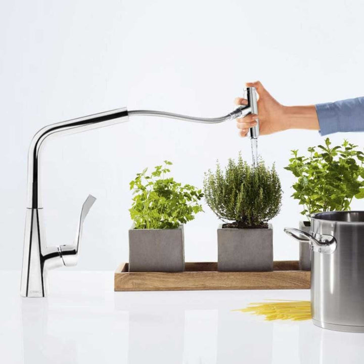 hansgrohe-metris-select-m71-chrome-pullout-spray-kitchen-sink-mixer-tap-73817000-