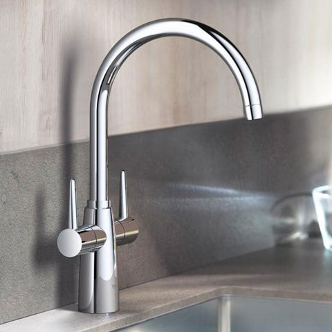 Grohe Ambi Chrome Twin Lever Kitchen Sink Mixer Tap 1/2