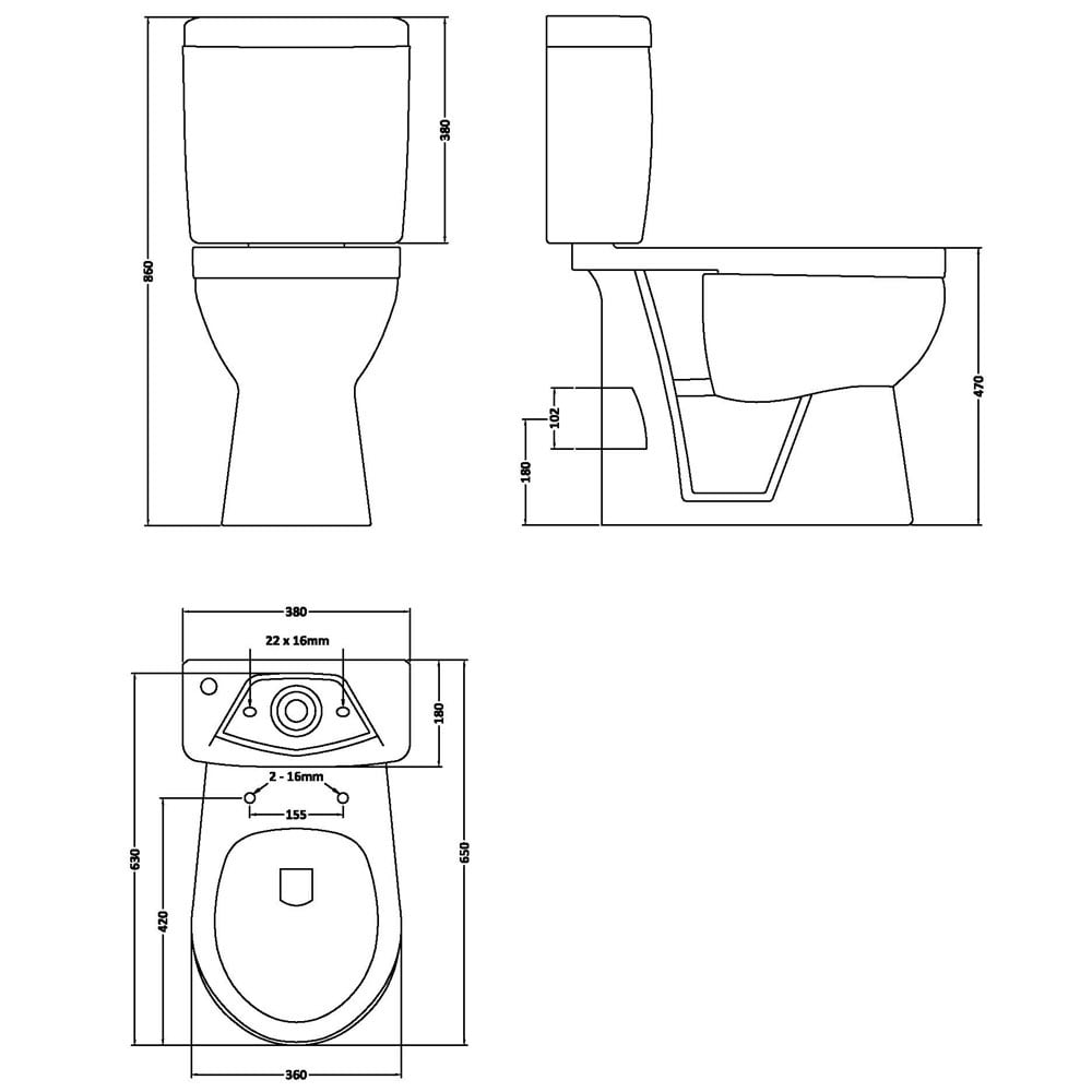 Nuie White Comfort Height Close Coupled Toilet Pan, Cistern & Soft Close Seat - DOCMP100