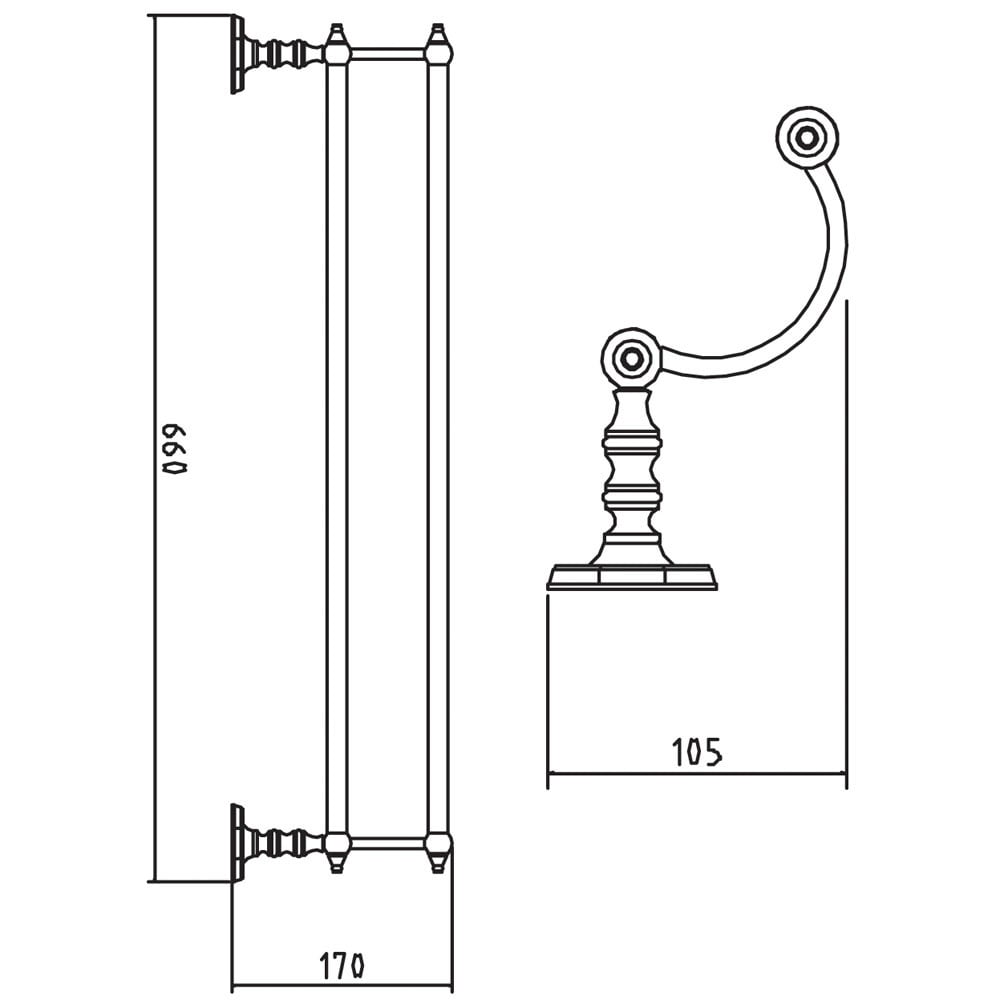 Nuie Traditional Chrome Double Towel Rail LH307