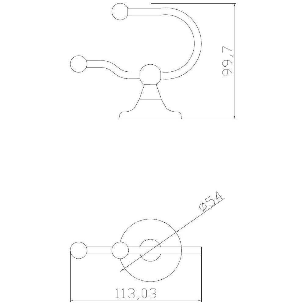 Nuie Traditional Chrome Double Robe Hook LH311