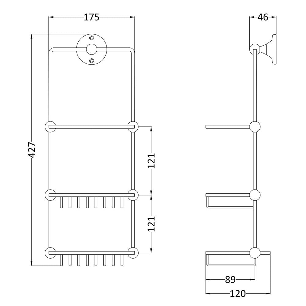 Nuie Traditional Chrome Bathroom Shower Tidy LH316