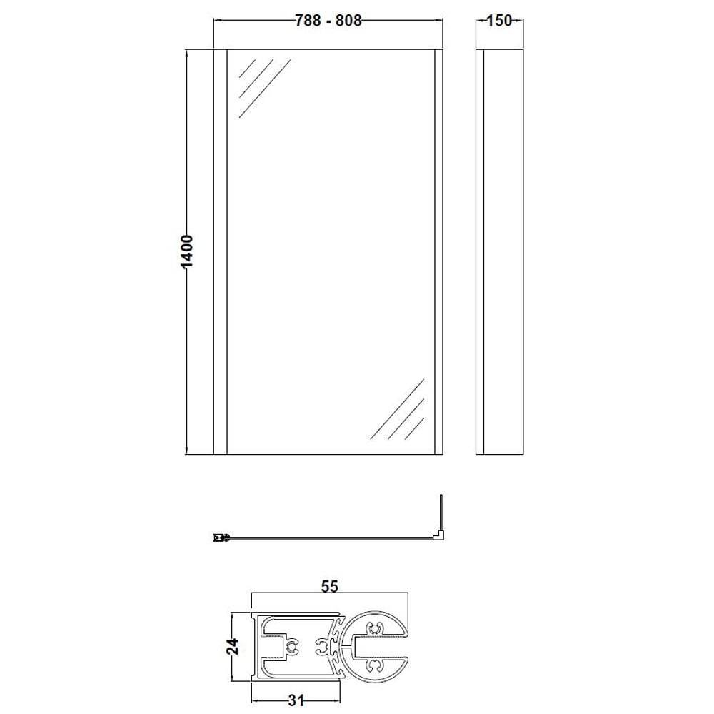 Nuie Quattro Hinged Bath Shower Screen NSBS7