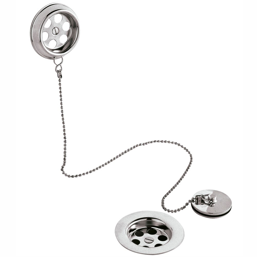 Nuie Chrome Retainer Brass Bath Waste & Ball Chain - E347