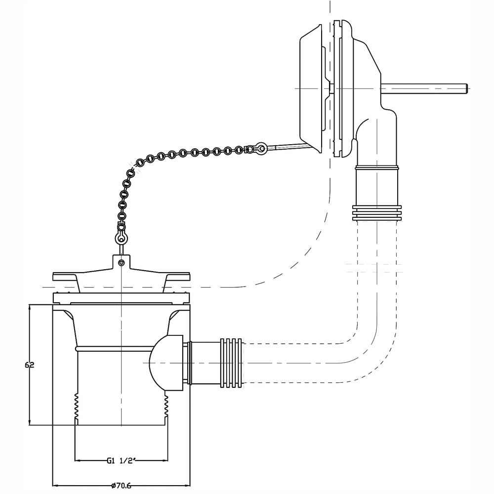 Nuie Chrome Retainer Brass Bath Waste & Ball Chain - E347