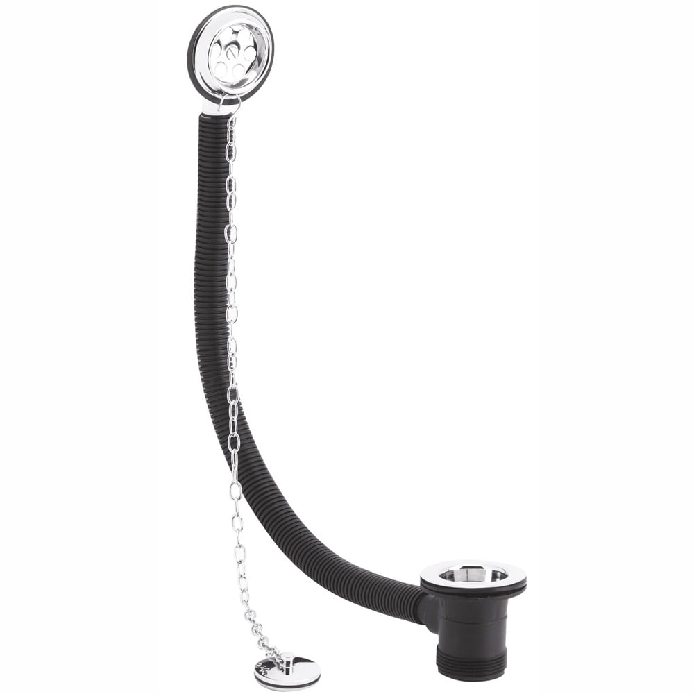 Nuie Chrome Bath Waste With Overflow Brass Plug & Link Chain - E348