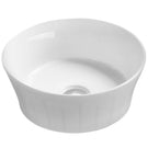 Round ceramic countertop basin in glossy white