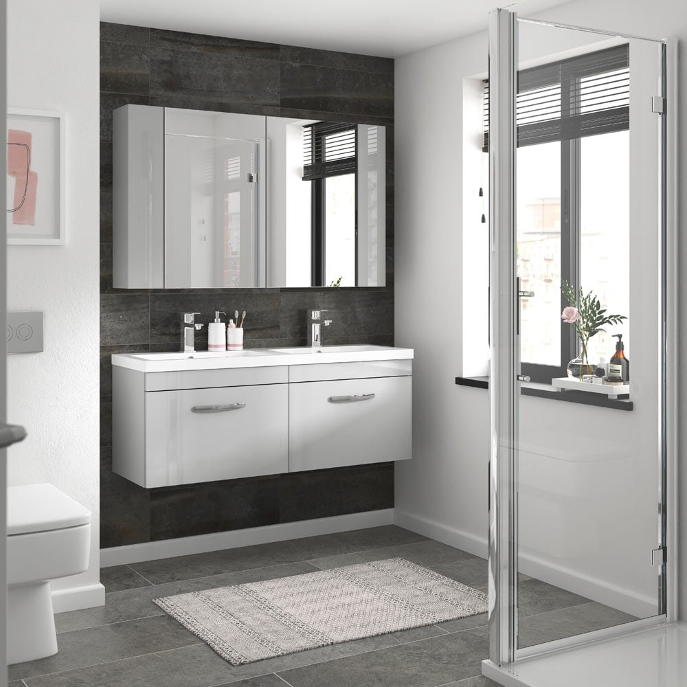 Nuie Athena Gloss Grey Mist 600mm Mirror Unit (75/50) - OFG418
