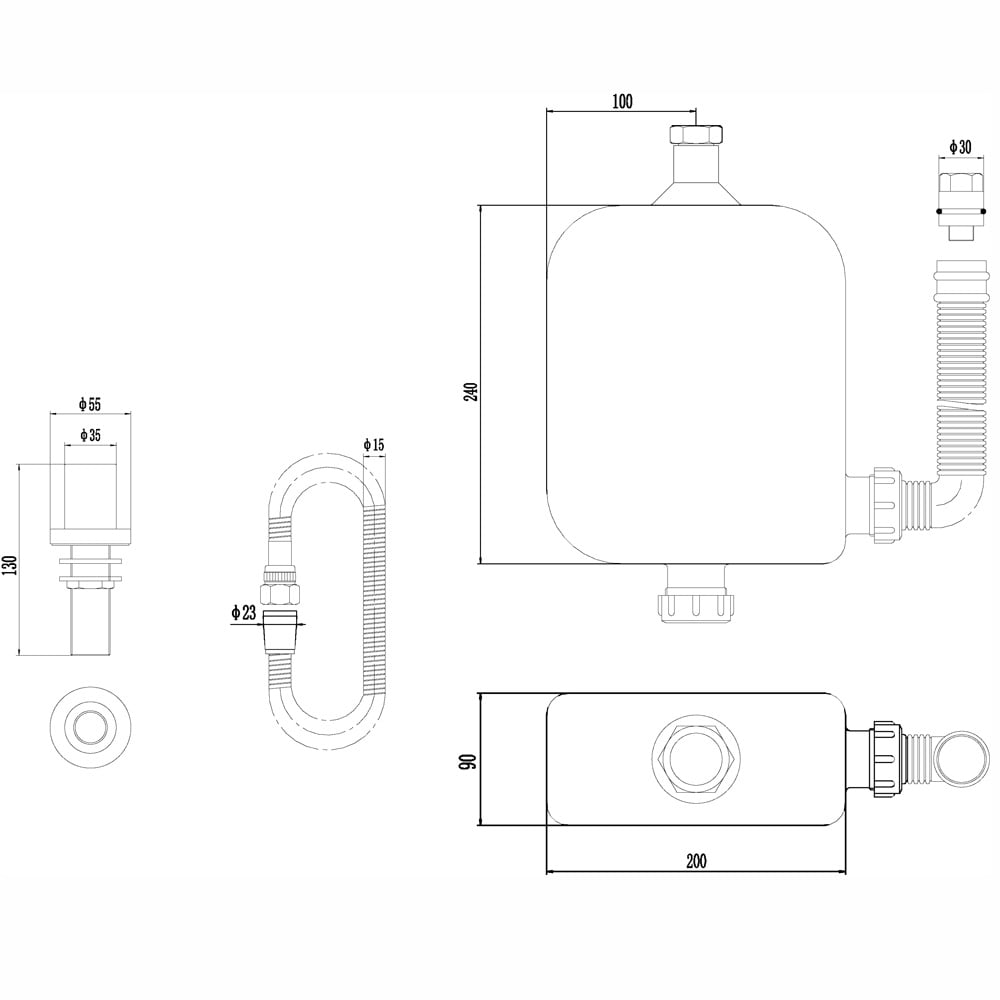 Nuie White Deck Shower Kit - EA383