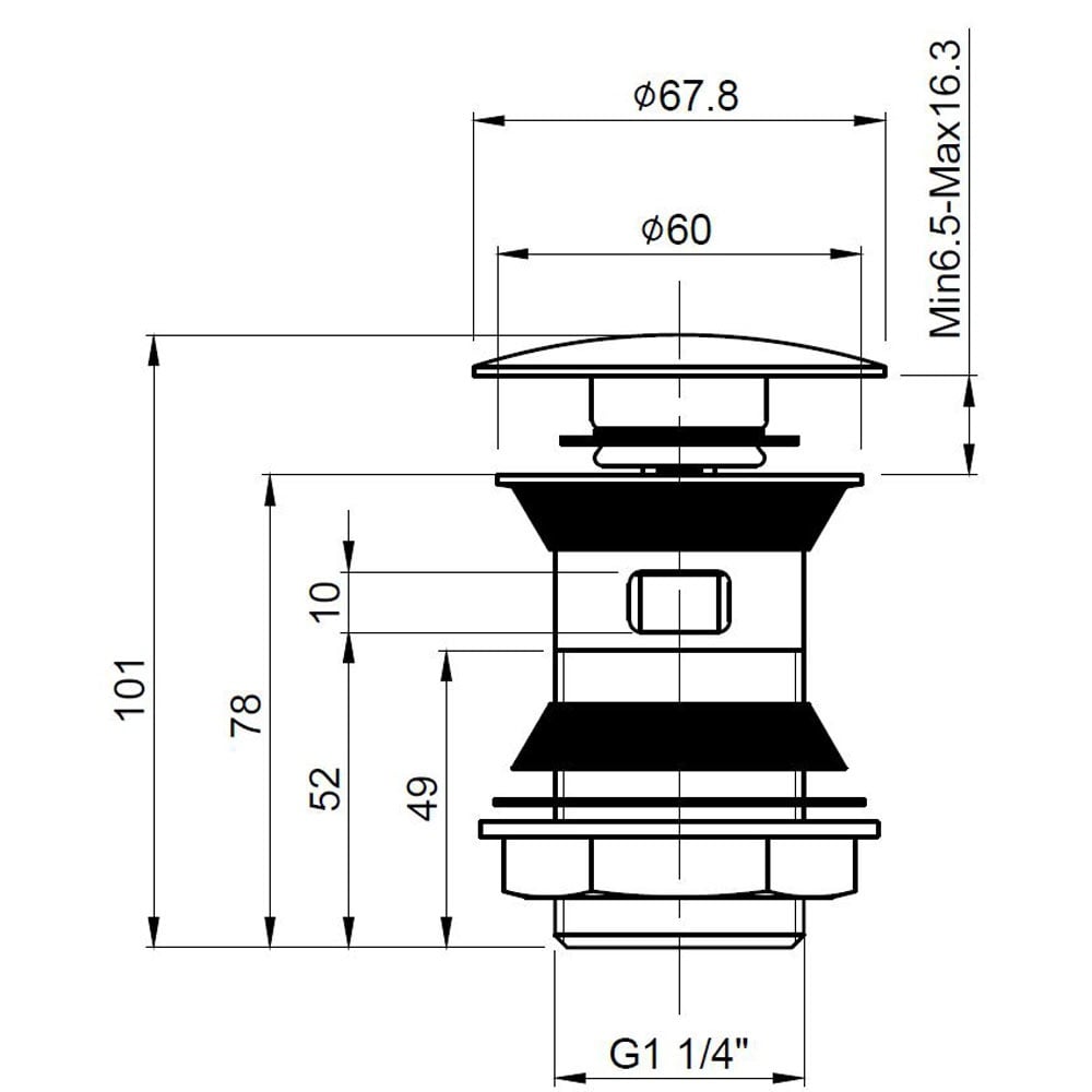 Nuie Chrome Push Button Basin Waste ER07
