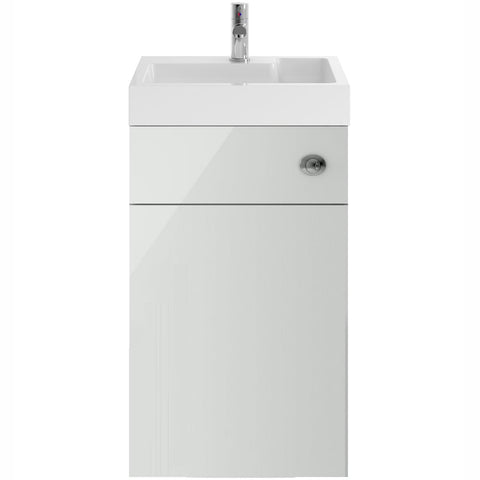 Nuie Athena 2 in 1 Gloss Grey Mist 500mm Toilet & Basin Vanity Unit PRC745CB