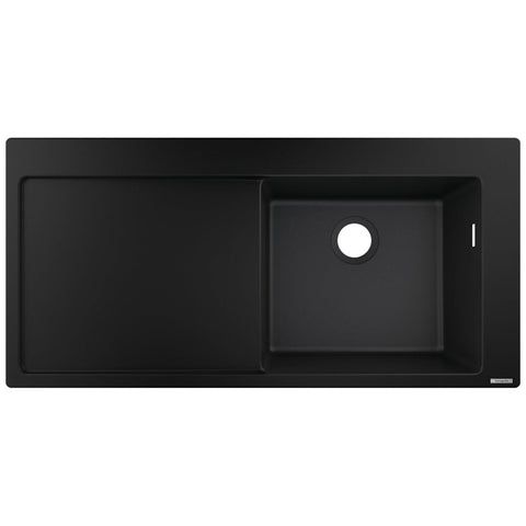 Hansgrohe S51 450 1.0 Bowl Granite Kitchen Sink with Drainer and Graphite Black Finish