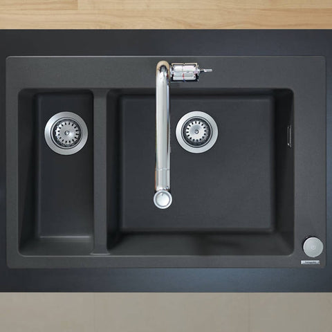 Hansgrohe S510-F635 1.5 Bowl Graphite Black Kitchen Sink 43315170