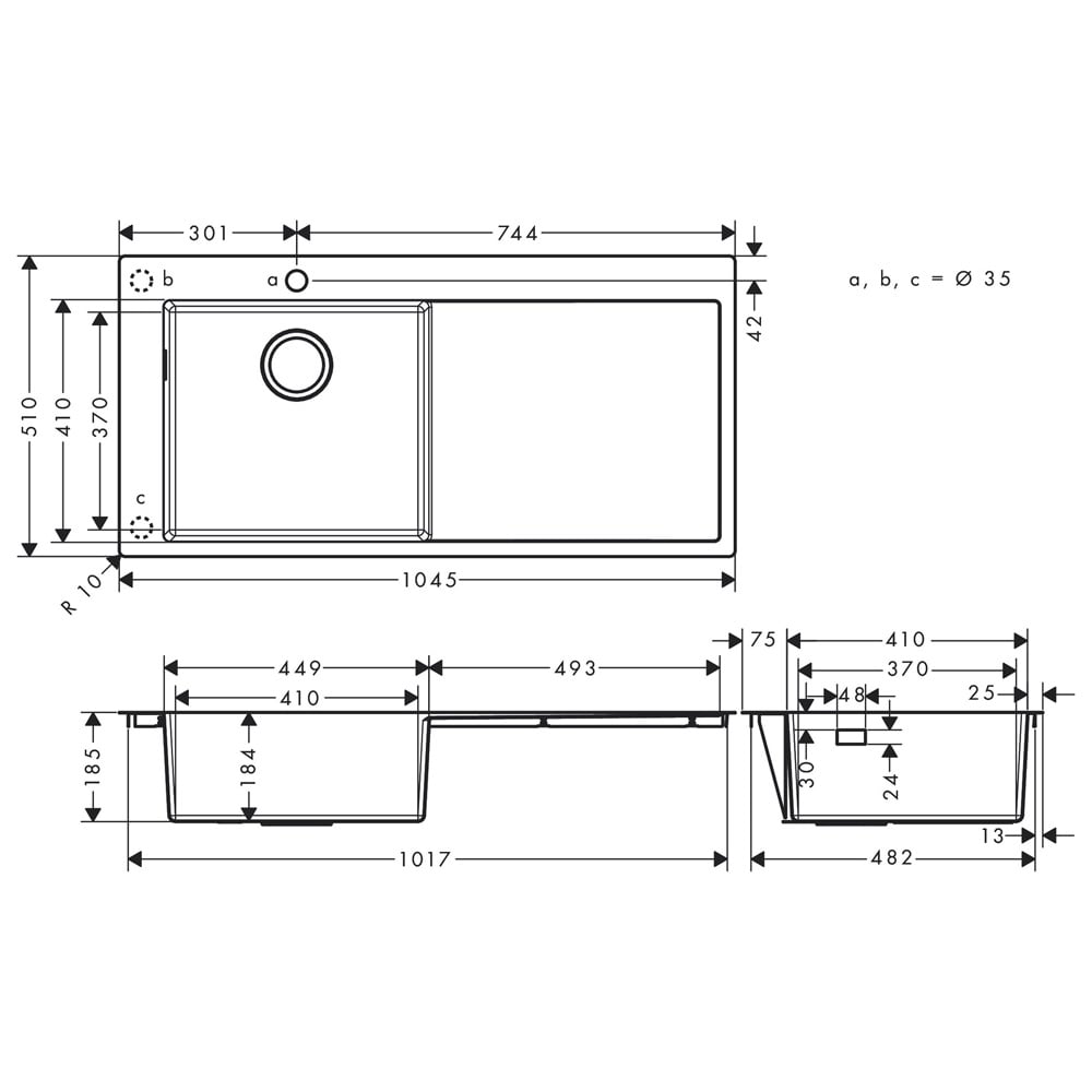 Hansgrohe S716-F450 1.0 Bowl Stainless Steel Kitchen Sink 43331800