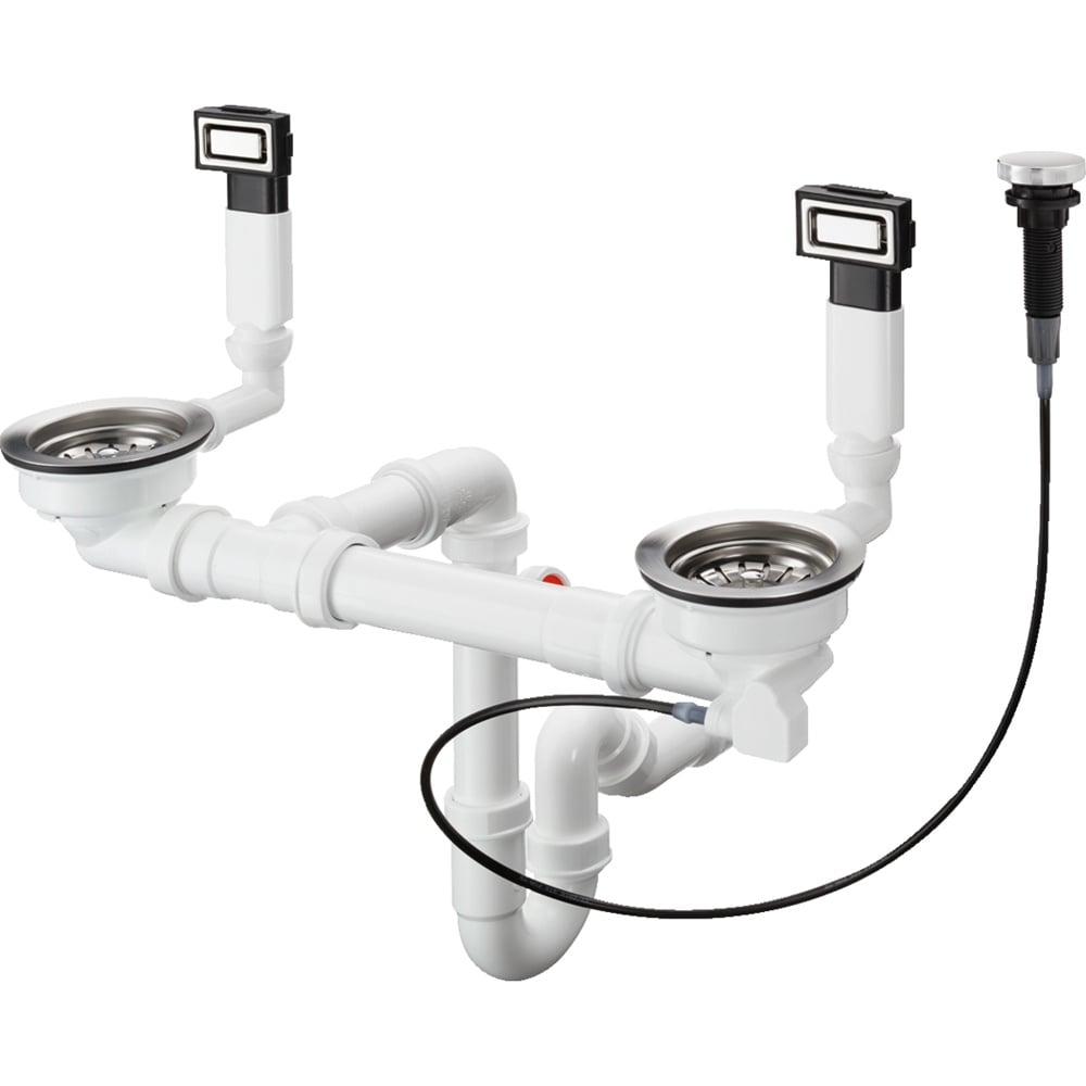 Hansgrohe D15-11 Stainless Steel Automatic Waste and Overflow Set for Double Bowl 43932800